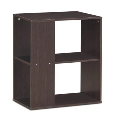 Hivvago 2-tier Side End Table With Storage Shelves -brown