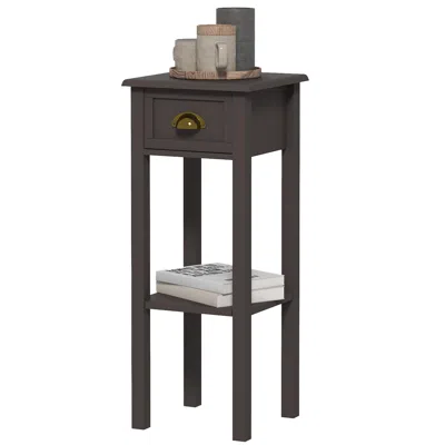 Hivvago 2-tier Side Table With Storage Drawer And Shelf In Gray