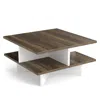 Hivvago 2-tier Square Coffee Table With 4 Storage Compartments-walnut