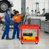 Hivvago 2-tier Utility Cart With Handle And Heavy-duty Metal Frame-red