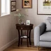 Hivvago 2-tier Wood Round End Table With Open Drawer-brown