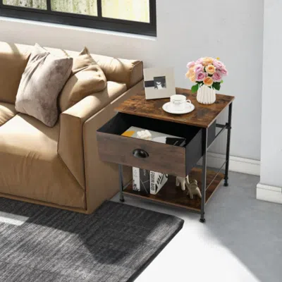 Hivvago 2 Tiers Nightstand With Open Storage Shelf For Living Room Bedroom-2 Pieces