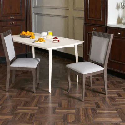 Hivvago 2 Wooden Chairs Featuring Comfortable Upholstered Seats And Rubber Wood Legs In White