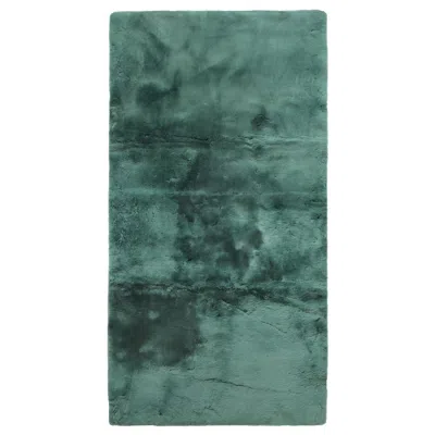 Hivvago 2" X 5" Green Natural Off White Medical Grade Double Sheepskin Throw Blanket In Blue