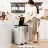 Hivvago 2 X 8 Gal Dual Compartment Trash Can-silver