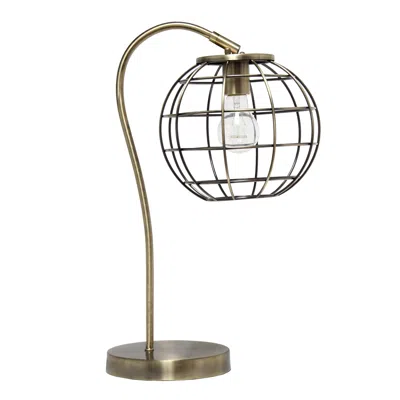 Hivvago 20" Antiqued Brass Metal Novelty Table Lamp With Antiqued Brass Globe Shade In Metallic