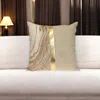 Hivvago 20" Beige And Gold Striped Cotton Blend Throw Pillow In Gold