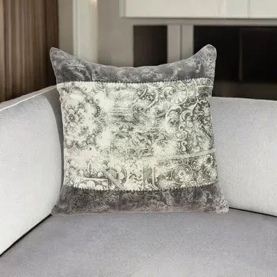 Hivvago 20" Beige And Gray Damask Cotton Throw Pillow In Neutral