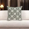 Hivvago 20" Beige And Gray Diamond Cotton Throw Pillow With Embroidery In Green