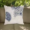 Hivvago 20" Beige Blue And Ivory Floral Indoor Outdoor Throw Pillow In White
