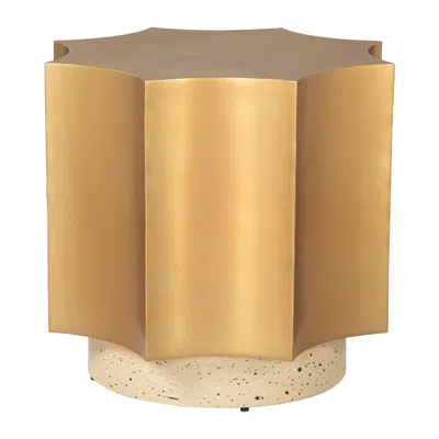 Hivvago 20" Beige Iron Pedestal End Table In Brown