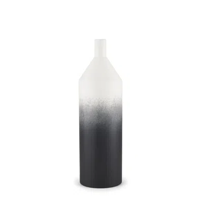 Hivvago 20" Black And White Ombre Metal Table Vase In Gray