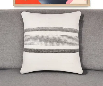 Hivvago 20" Black Gray And White Striped Throw Pillow