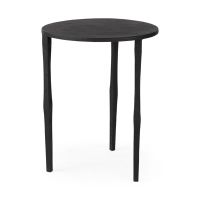Hivvago 20" Black Iron Round End Table