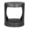 Hivvago 20" Black Iron Round Floor Shelf End Table In Black