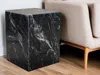 Hivvago 20" Black Marble Square Block End Table In Black