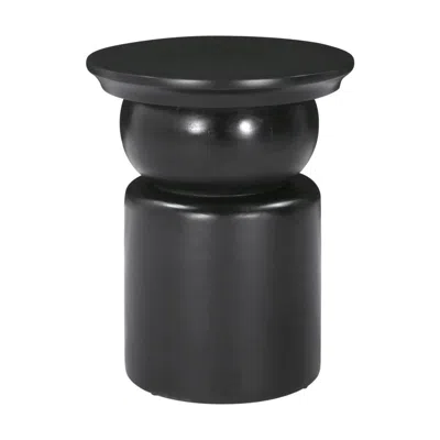 Hivvago 20" Black Solid Wood Round Drum End Table