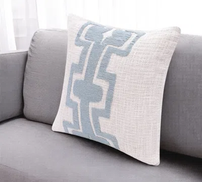 Hivvago 20" Blue And Ivory Cotton Geometric Throw Pillow In Neutral