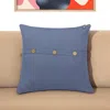Hivvago 20" Blue Cotton Throw Pillow With Buttons In Blue