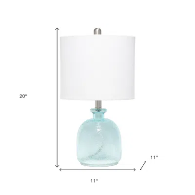 Hivvago 20" Blue Glass Round Table Lamp With White Drum Shade