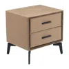Hivvago 20" Brown And Black Velvet Wood And Steel End Table With Two Drawers In Brown