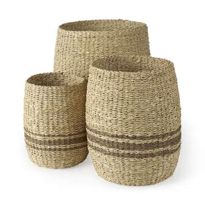 Hivvago 20" Brown And Natural Seagrass Basket
