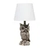Hivvago 20" Brown And White Geometric Table Lamp With White Drum Shade In White