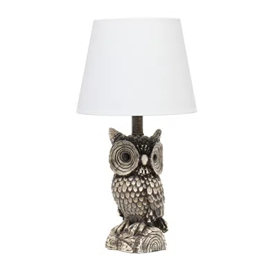 Hivvago 20" Brown And White Geometric Table Lamp With White Drum Shade