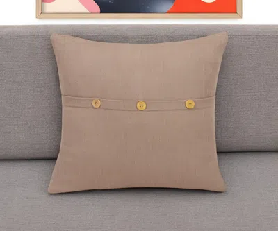 Hivvago 20" Brown Cotton Throw Pillow With Buttons In Neutral