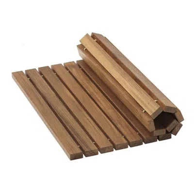 Hivvago 20" Brown Teak Wood Rolling Square Bath Mat