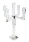 Hivvago 20" Clear Faceted Crystal Tabletop Candelabra Candle Holder In Transparent