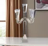 Hivvago 20" Clear Faceted Crystal Tabletop Candelabra Candle Holder In Transparent