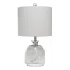 Hivvago 20" Clear Glass Round Table Lamp With Gray Drum Shade In White