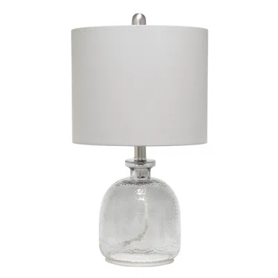 Hivvago 20" Clear Glass Round Table Lamp With Gray Drum Shade In White