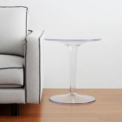 Hivvago 20" Clear Heavy Duty Plastic Indoor Outdoor Round Pedestal End Table In Transparent