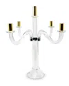 Hivvago 20" Clear Silver And Gold Crystal Tabletop Candelabra Candle Holder In Transparent