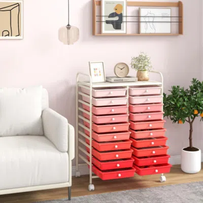 Hivvago 20 Drawers Rolling Storage Cart Studio Organizer-pink
