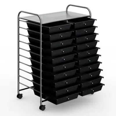 Hivvago 20 Drawers Storage Rolling Cart Studio Organizer-black