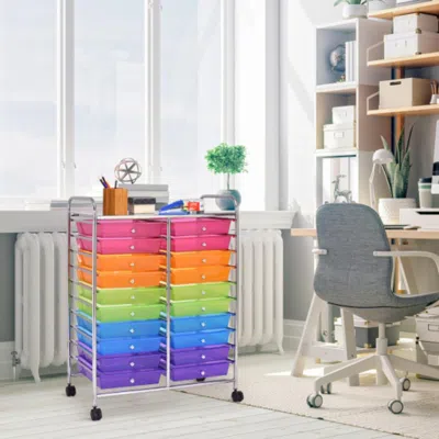 Hivvago 20 Drawers Storage Rolling Cart Studio Organizer-multicolor