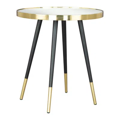 Hivvago 20" Gold And Black Mirrored Glass And Iron Round End Table