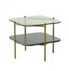 Hivvago 20" Gold And Clear Glass And Metal Square End Table With Shelf In Gold