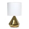 Hivvago 20" Gold Ceramic Novelty Table Lamp With White Drum Shade In Gold