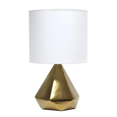Hivvago 20" Gold Ceramic Novelty Table Lamp With White Drum Shade