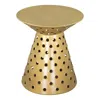 Hivvago 20" Gold Iron Round Pedestal End Table In Gold