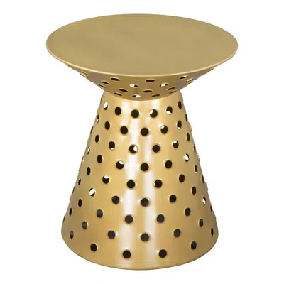 Hivvago 20" Gold Iron Round Pedestal End Table