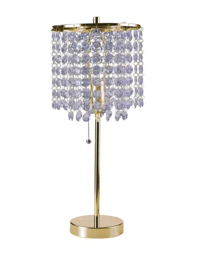 Hivvago 20" Gold Metal Bedside Table Lamp With Clear Drum Shade