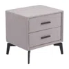 Hivvago 20" Gray And Black Fabric Wood And Steel End Table With Two Drawers In White