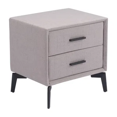 Hivvago 20" Gray And Black Fabric Wood And Steel End Table With Two Drawers In White