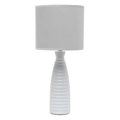 Hivvago 20" Gray Ceramic Round Table Lamp With Gray Drum Shade