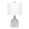 Hivvago 20" Gray Glass Round Table Lamp With White Drum Shade In White